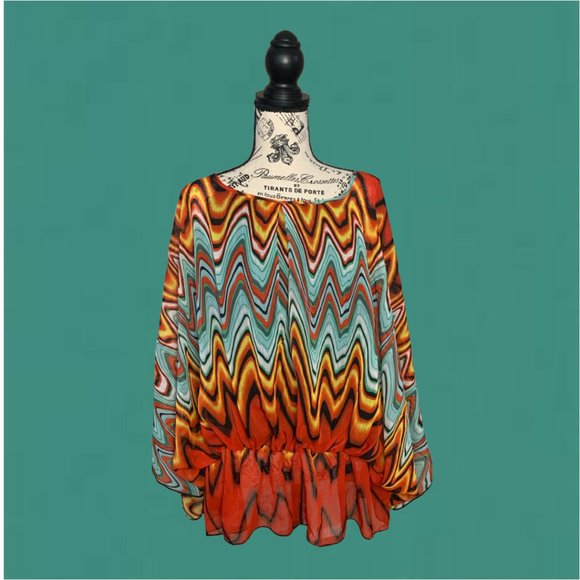 Midnight Velvet Multicolored Mesh Blouse - Picture 1 of 2